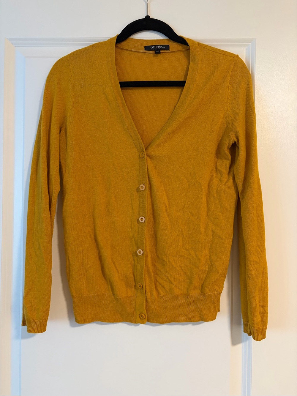 George Mustard Yellow V-Neck Button Front Cardigan